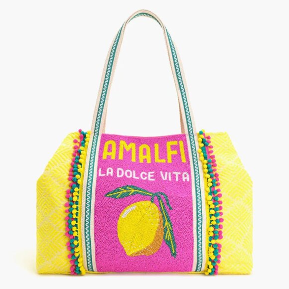 America & Beyond Handbags - AMERICA & BEYOND Amalfi Beaded Lemon Tote NWT